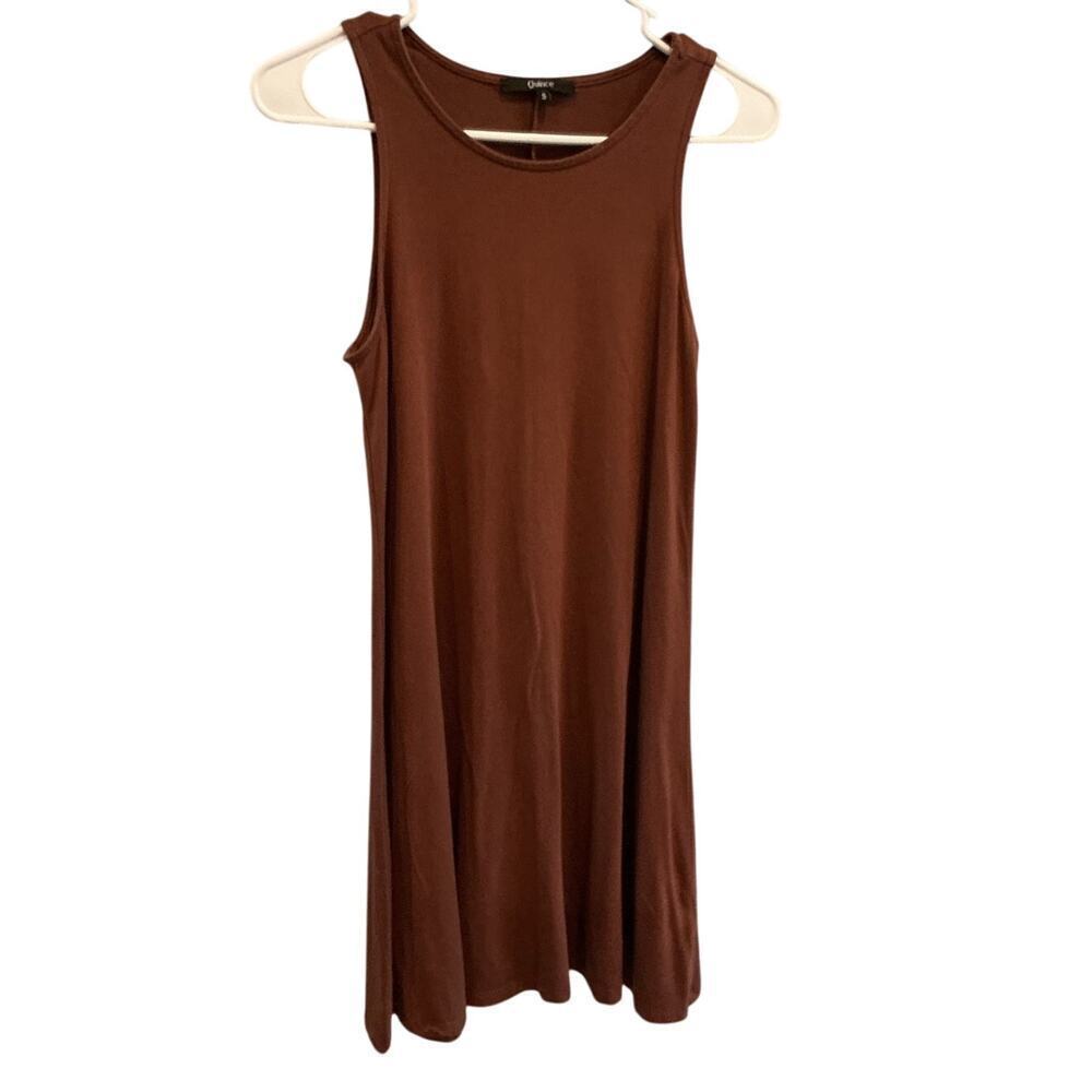 Quince Women Jersey Skater Dress Sz Small Mousse Brown Tencel Lyocel Fall Casual